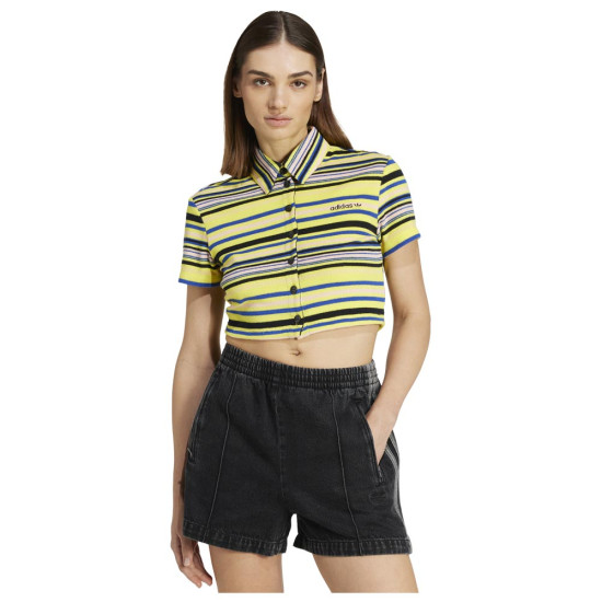 Adidas Γυναικεία κοντομάνικη μπλούζα Towel Cropped Button-Up Tee